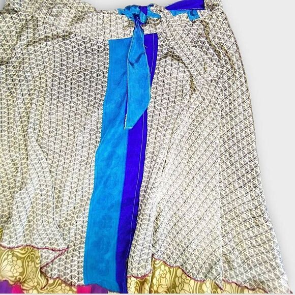 Ganesh Himalaya Womens Wrap Skirt One Size Adjustable Butter Yellow Silk Reverse - Picture 8 of 15